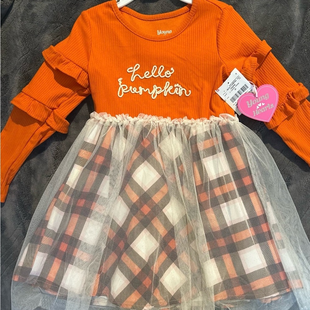 Orange Plaid Girls Dress